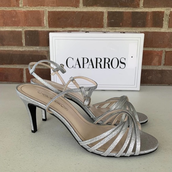 Caparros Quayliah Silver Flame Ankle Strap Heeled Sandals Women's US size 10M - Picture 3 of 8